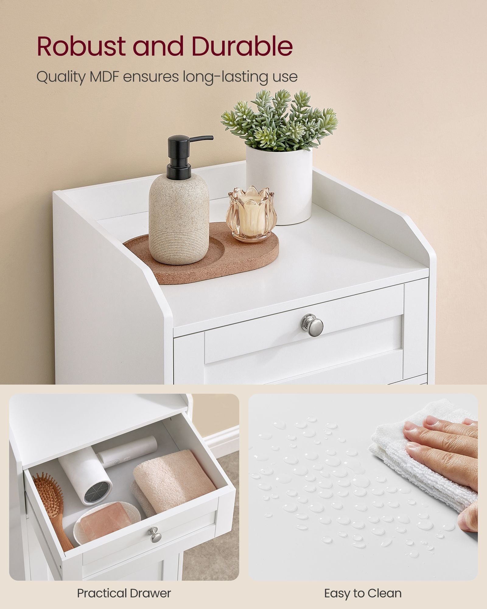 Bathroom cabinet - with laundry basket - 40 × 40 × 80.2 cm