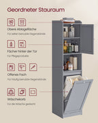 Bathroom cabinet - with laundry basket and handles - pigeon gray