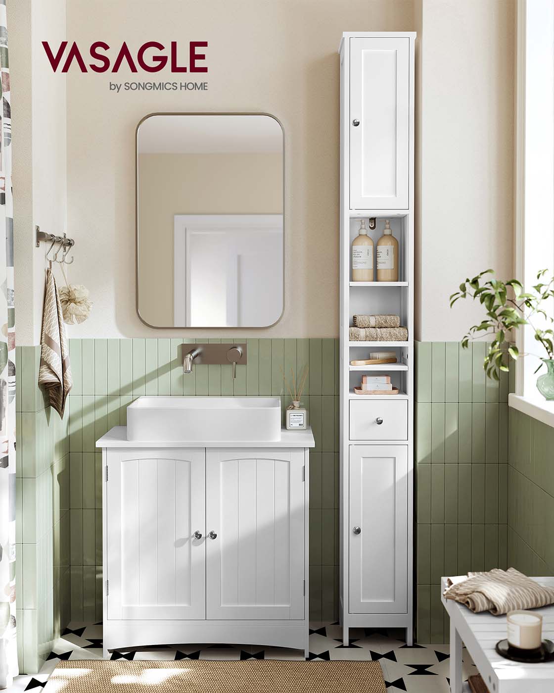 Bathroom cabinet - Adjustable shelves - Open - Model 2