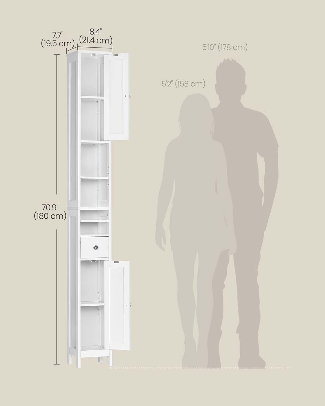 Bathroom cabinet - Adjustable shelves - Open - Model 2