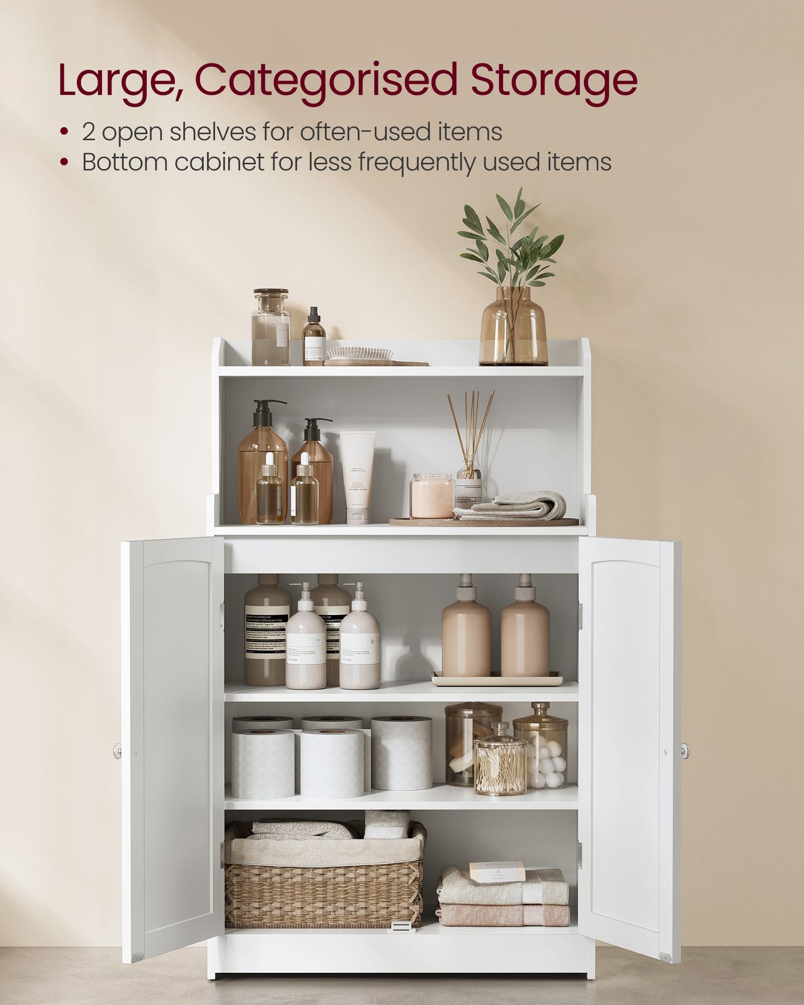 Bathroom cabinet - with 2 doors and shelves - Wolkwit