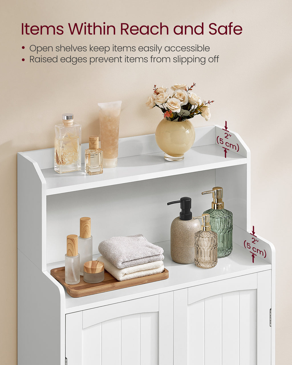 Bathroom cabinet - with 2 doors and shelves - Wolkwit