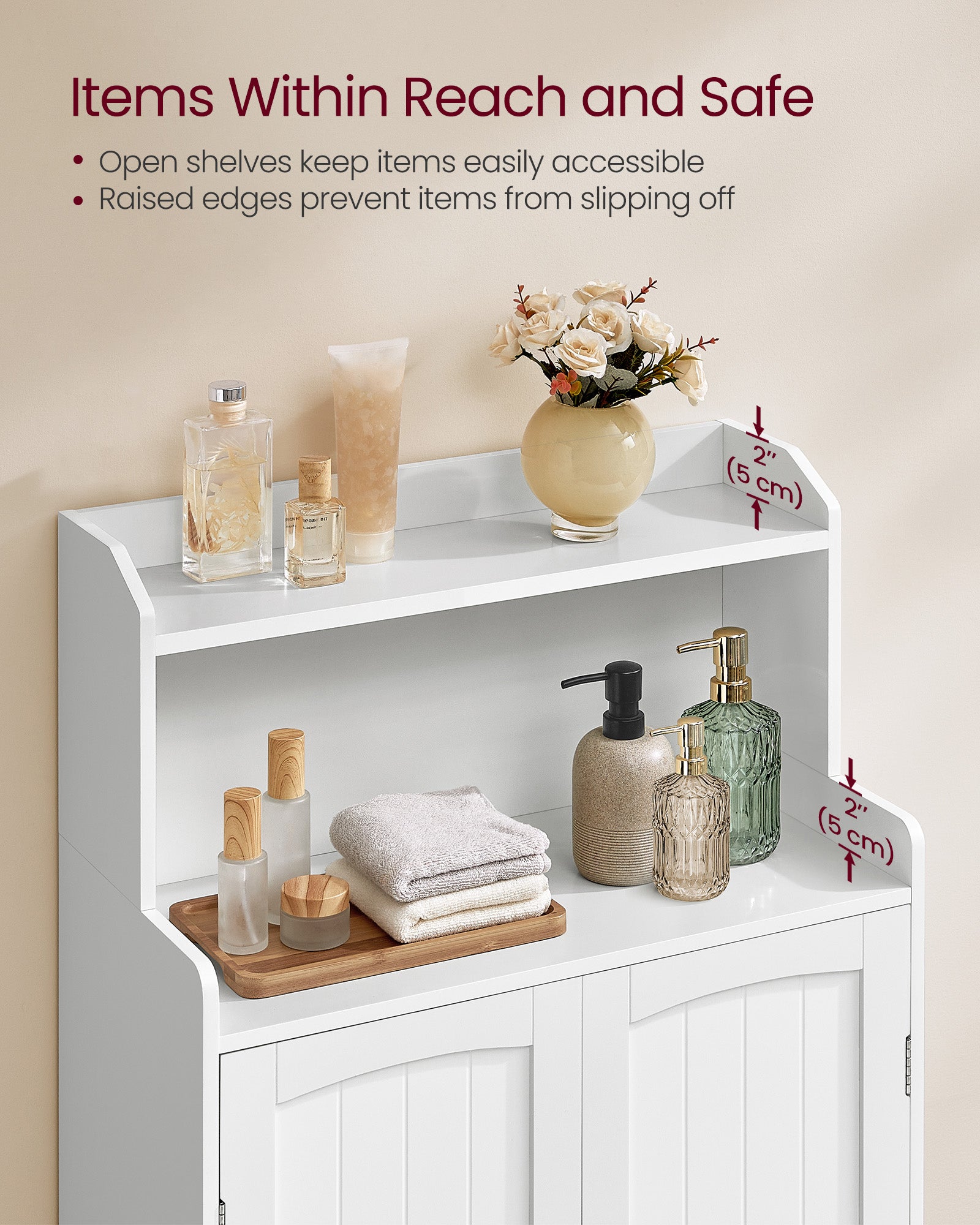 Bathroom cabinet - with 2 doors and shelves - Wolkwit