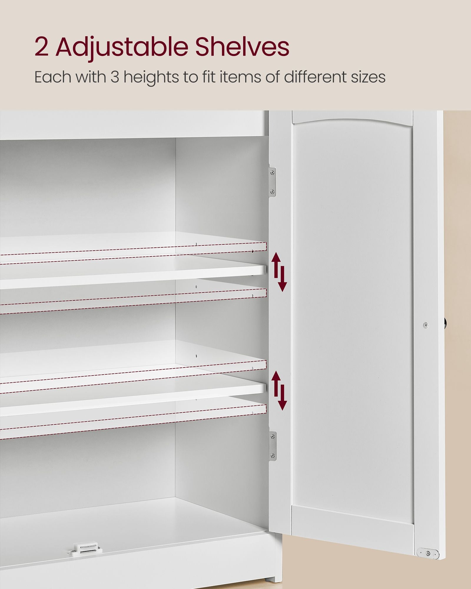 Bathroom cabinet - with 2 doors and shelves - Wolkwit