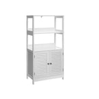 Bathroom cabinet - High cupboard - With open compartments and 2 doors - White