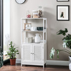 Bathroom cabinet - High cupboard - With open compartments and 2 doors - White