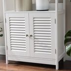 Bathroom cabinet - High cupboard - With open compartments and 2 doors - White