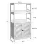 Bathroom cabinet - High cupboard - With open compartments and 2 doors - White