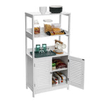 Bathroom cabinet - High cupboard - With open compartments and 2 doors - White