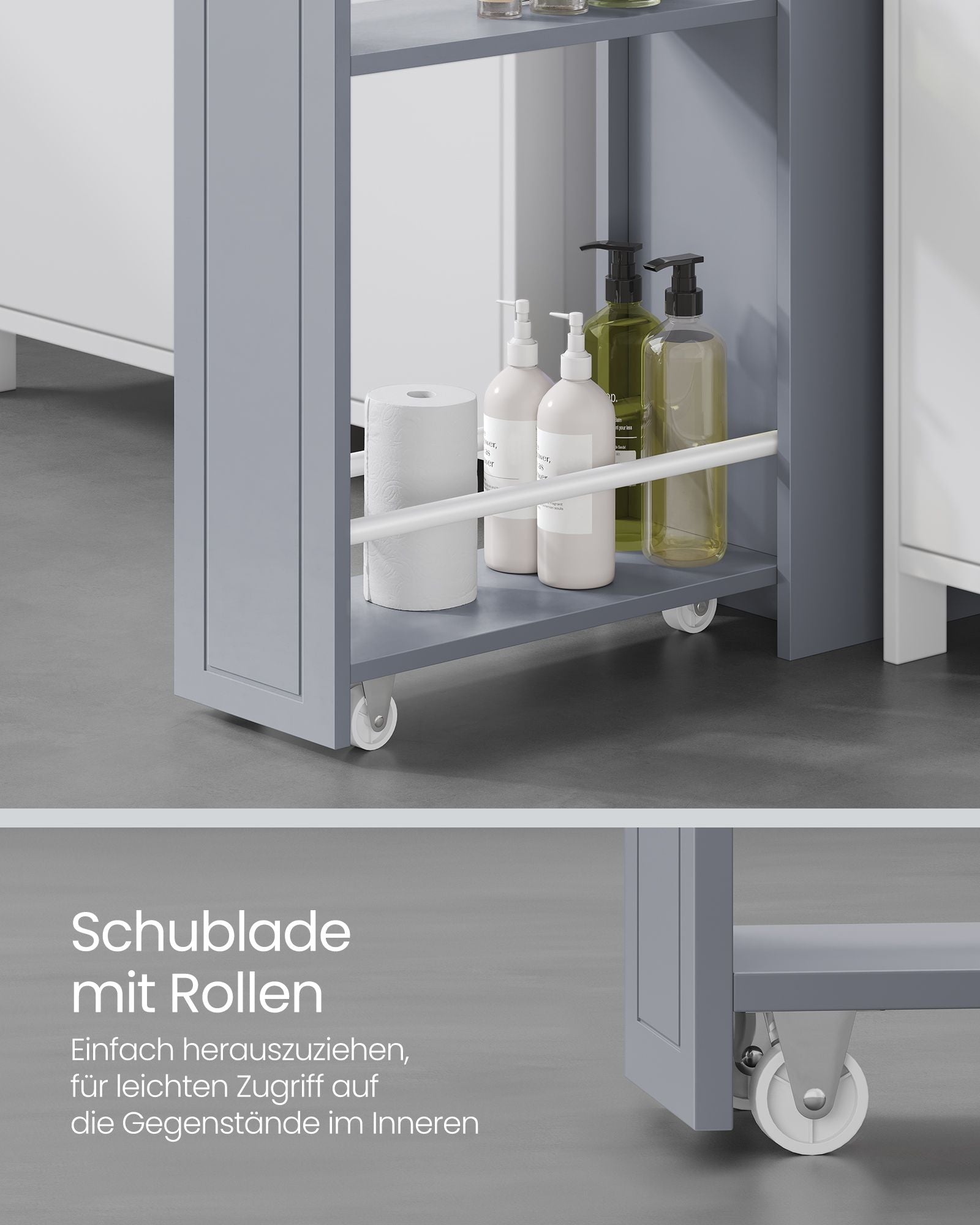 Bathroom cabinet - narrow - with drawers - for toilet paper