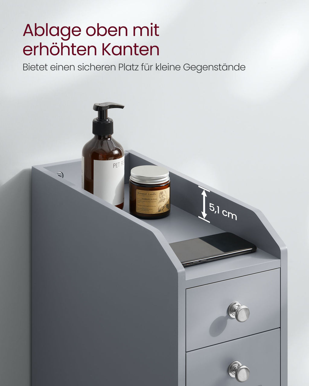 Bathroom cabinet - narrow - with drawers - for toilet paper