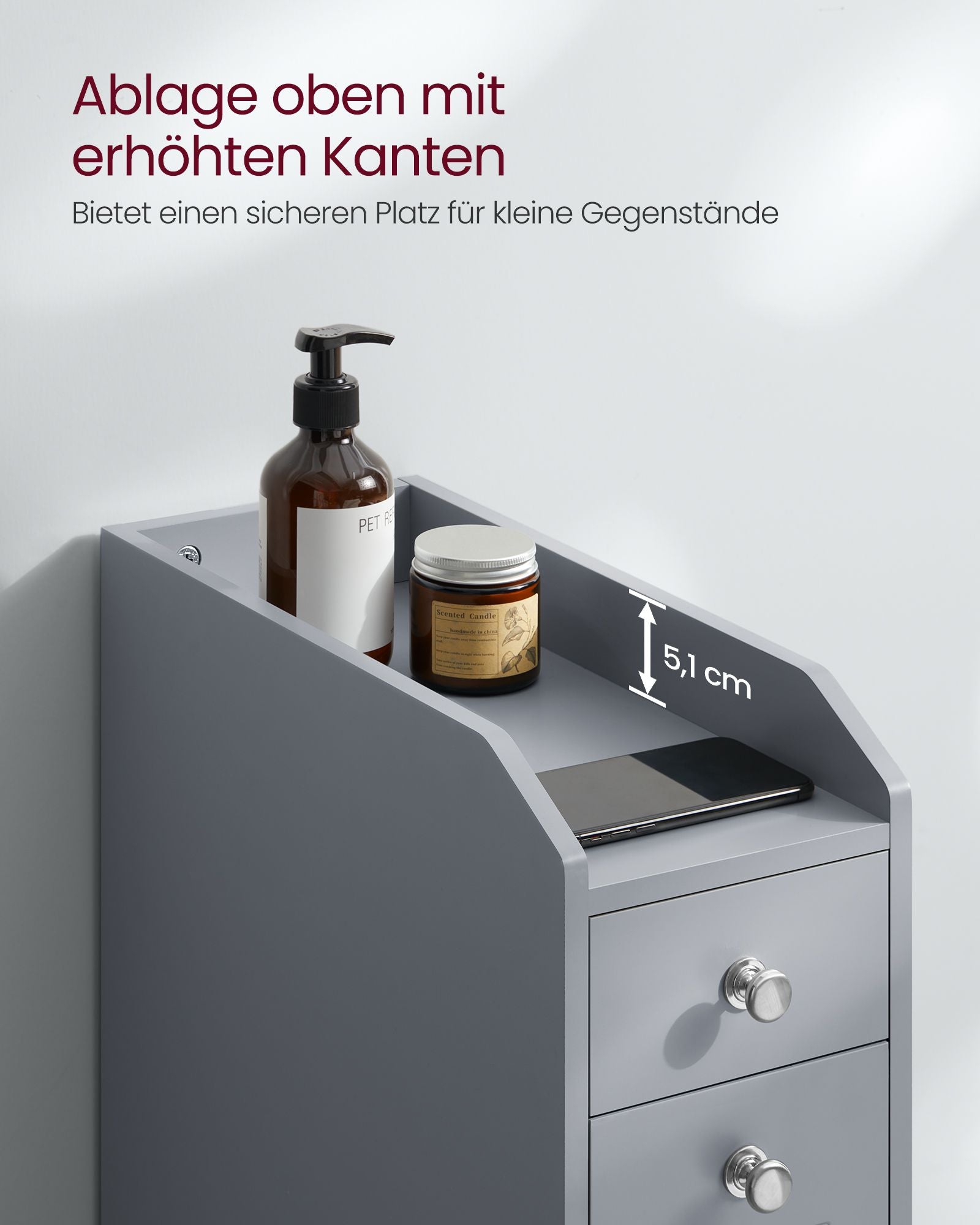 Bathroom cabinet - narrow - with drawers - for toilet paper