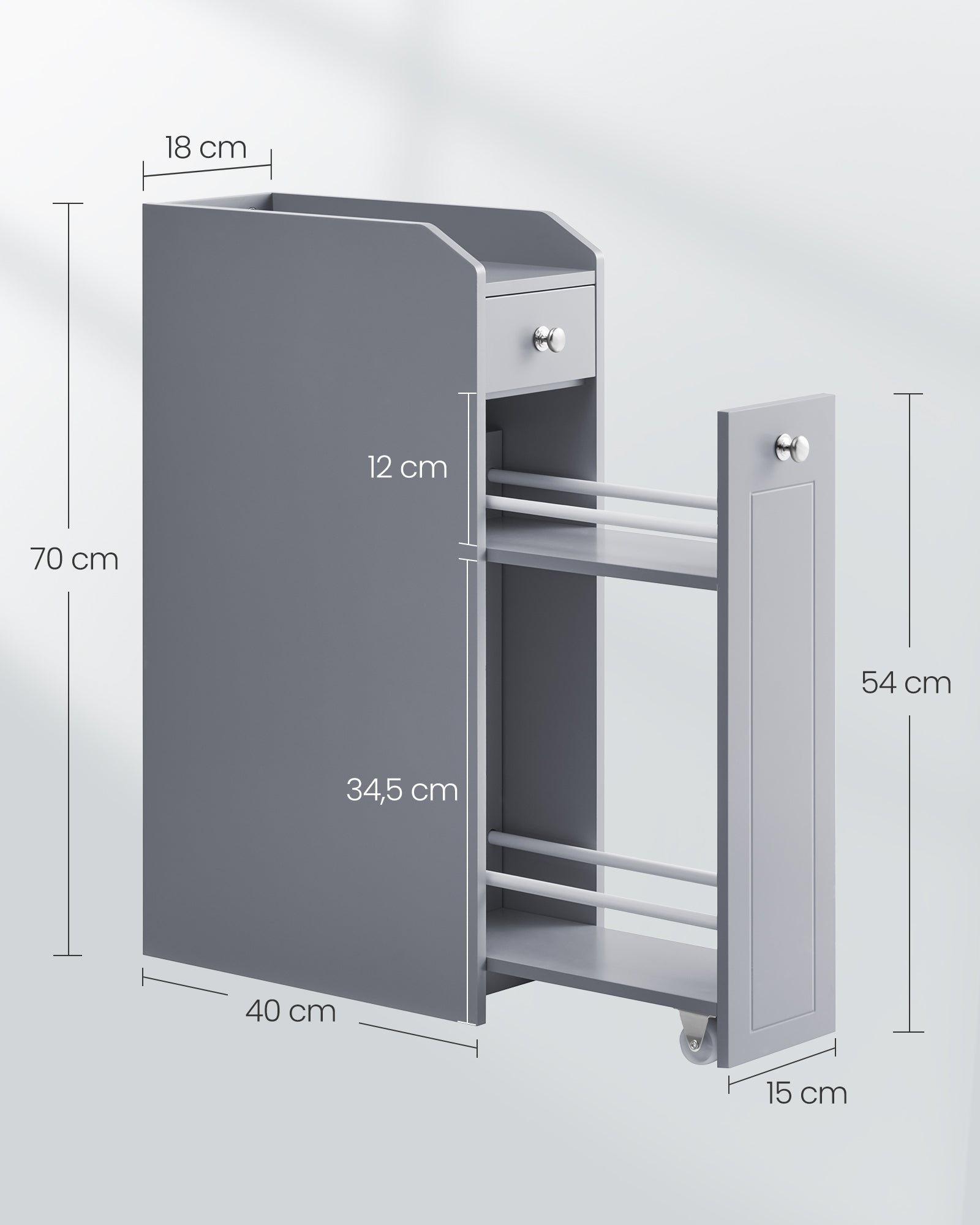 Bathroom cabinet - narrow - with drawers - for toilet paper