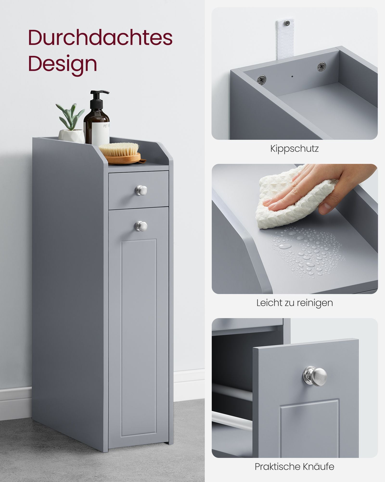 Bathroom cabinet - narrow - with drawers - for toilet paper