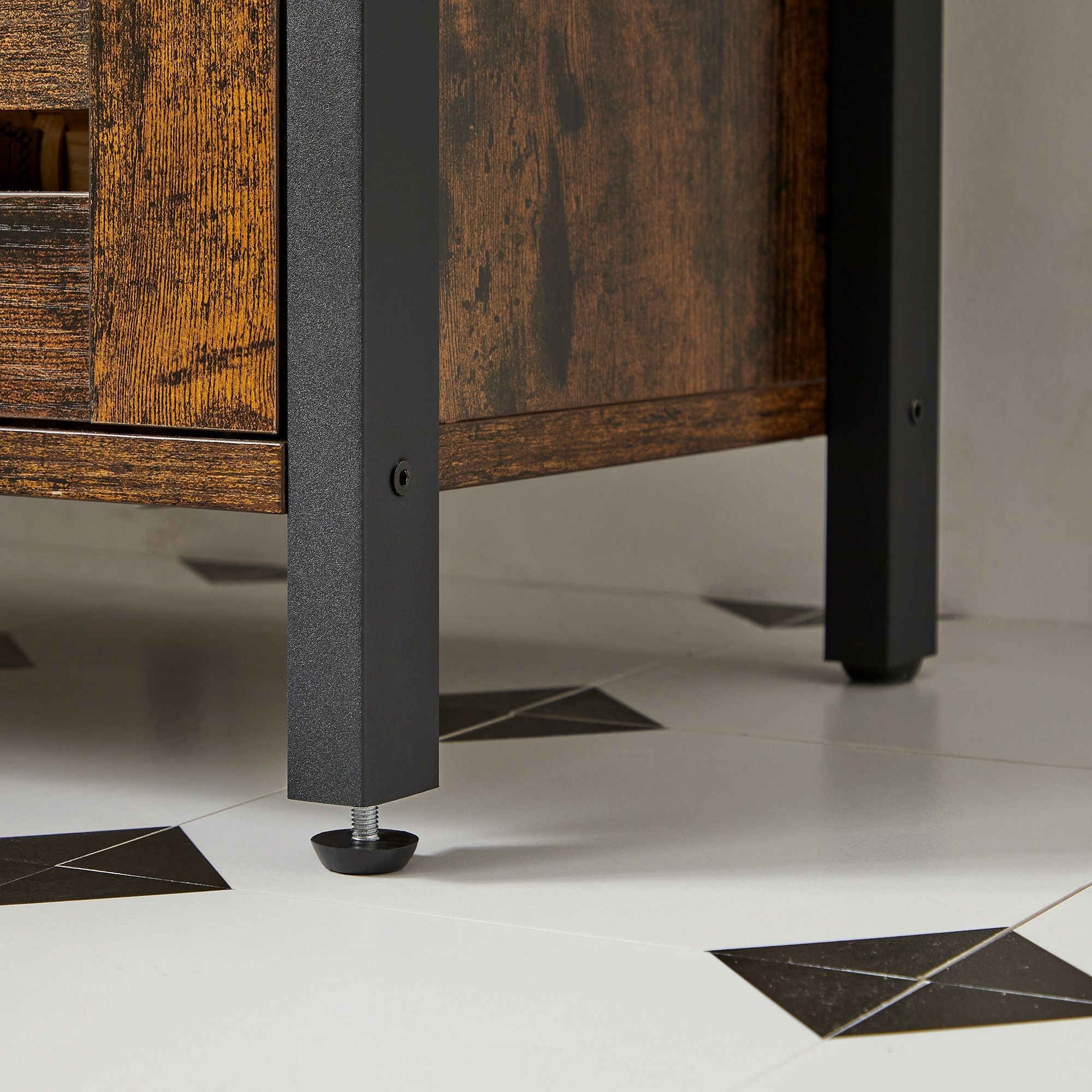 Washbasin case - Bathroom cabinet - 2 doors - Wooden leaf - Brown -black