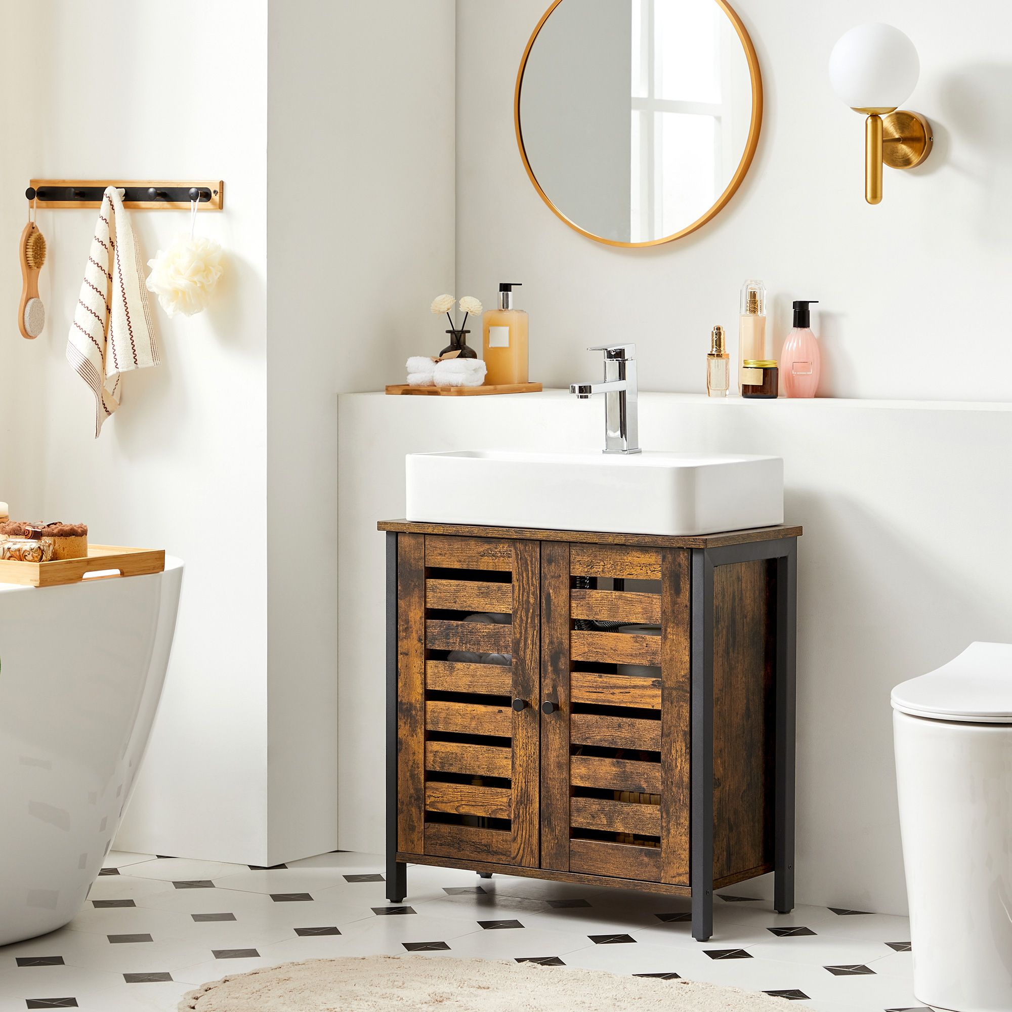 Washbasin cabinet-Vintage Brown-Zwart