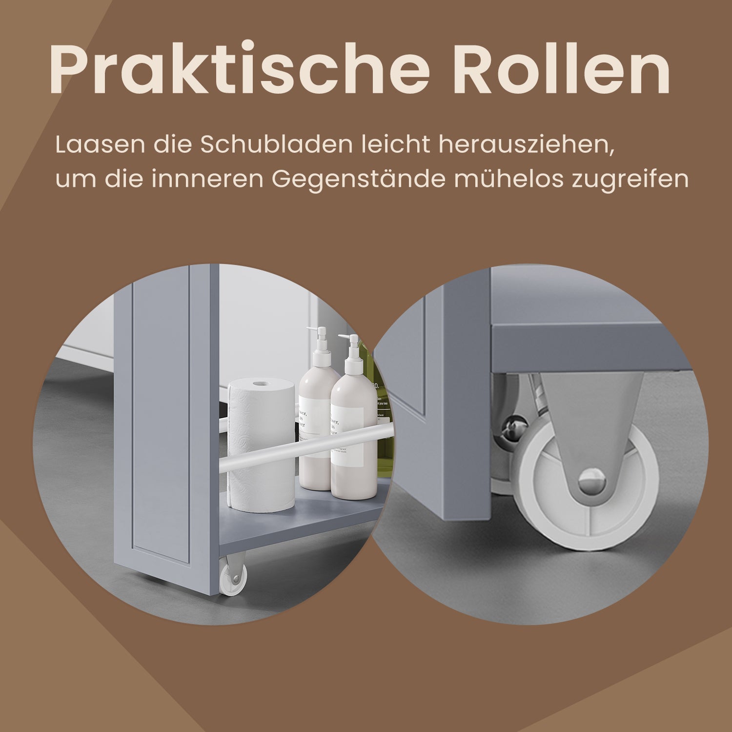 Bathroom cabinet - narrow cupboard for toilet paper, compact design