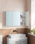 Wall cabinet - with mirror and adjustable shelf - white