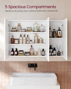 Wall cabinet - with mirror and adjustable shelf - white