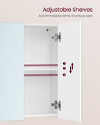 Wall cabinet - with mirror and adjustable shelf - white