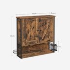 Bathroom cabinet - Wall cabinet - Storage cupboard - With 2 doors - Adjustable shelves - Brown
