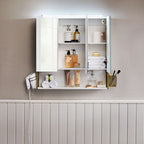 Mirror cabinet - Bathroom cabinet - With Lighting - Double Door - Modern - White / Gold