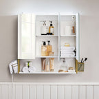 Mirror cabinet - Bathroom cabinet - With Lighting - Double Door - Modern - White / Gold