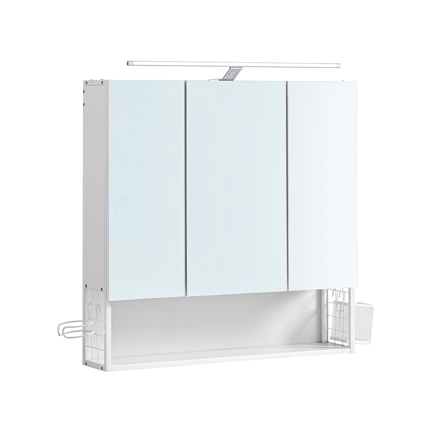 Bathroom mirror cabinet - 3 doors - with lighting and adjustable plank