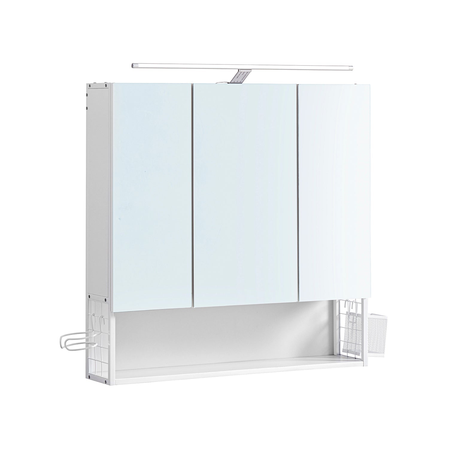 Mirror cabinet - Bathroom cabinet - With Lighting - Double Door - Modern - White / Gold