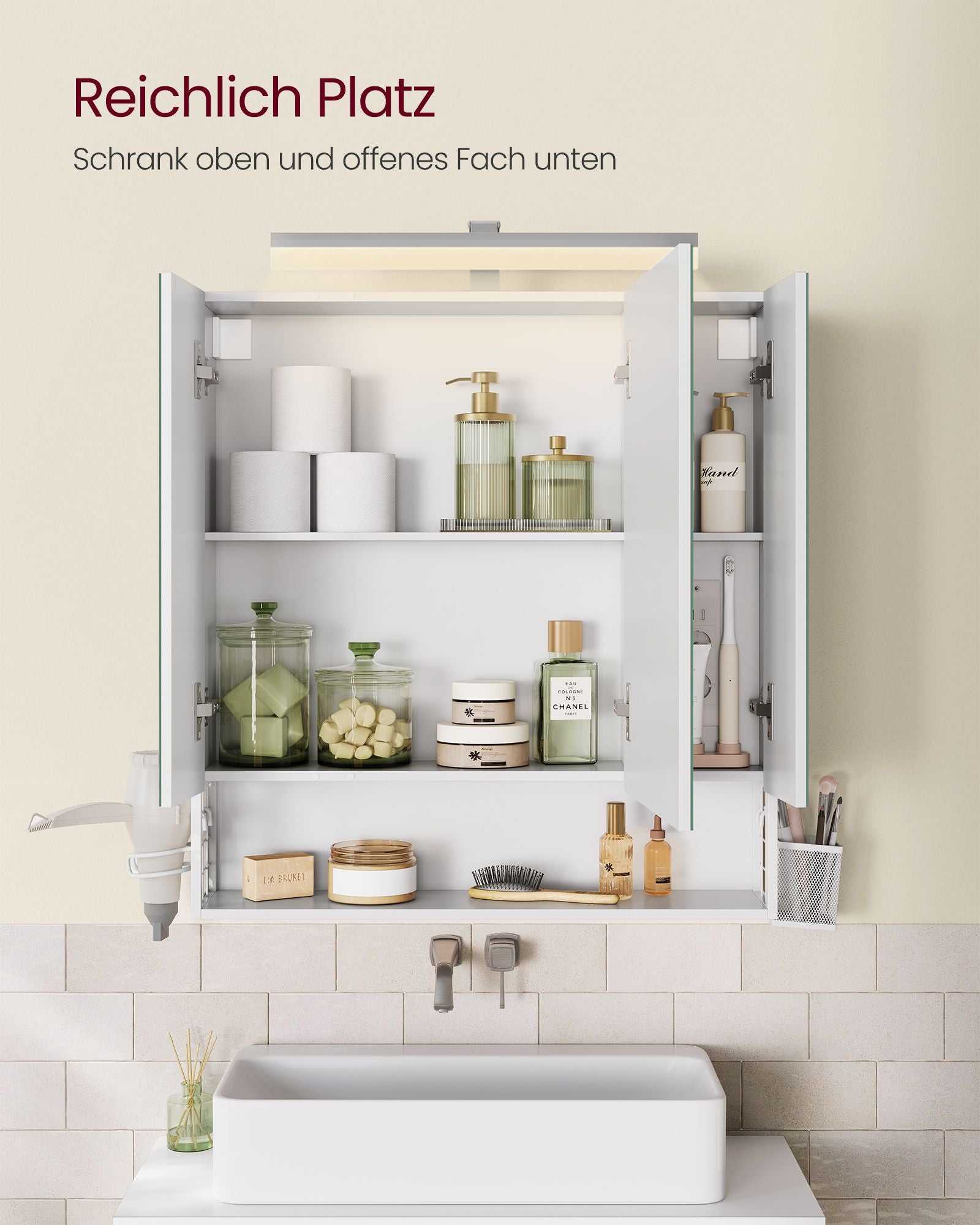 Bathroom furniture - With sockets and 3 doors - Wolkwit