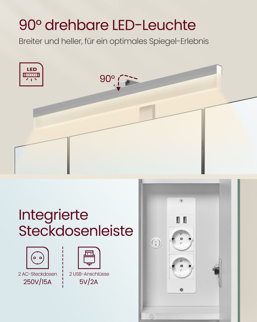 Bathroom furniture - With sockets and 3 doors - Wolkwit