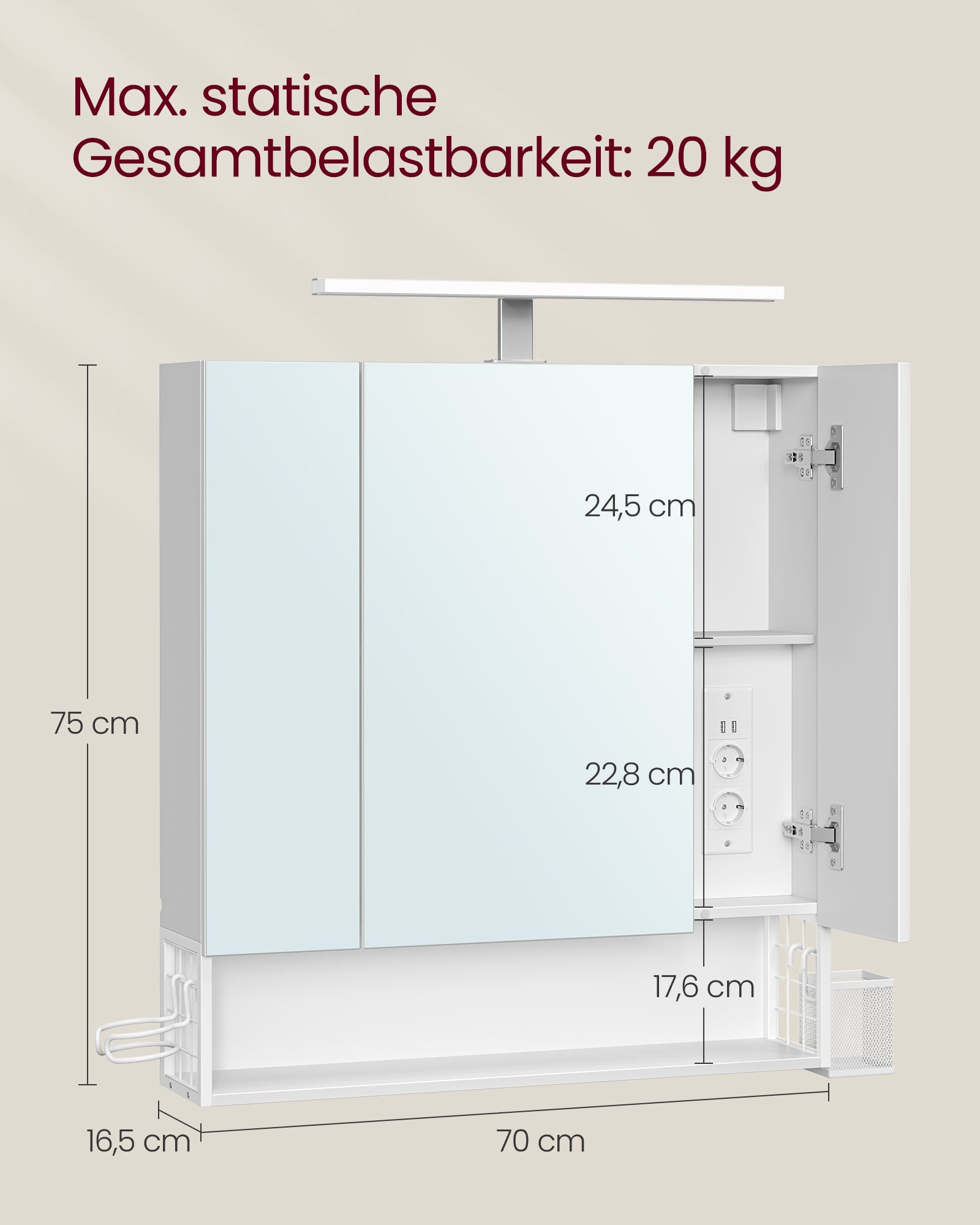 Bathroom furniture - With sockets and 3 doors - Wolkwit