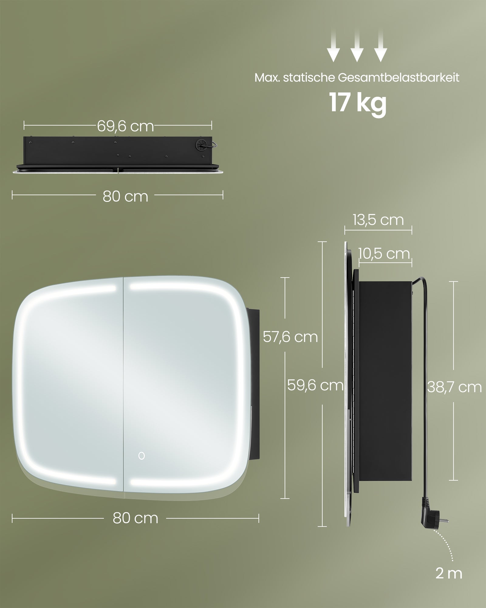 Mirror cabinet - with ink -black lighting