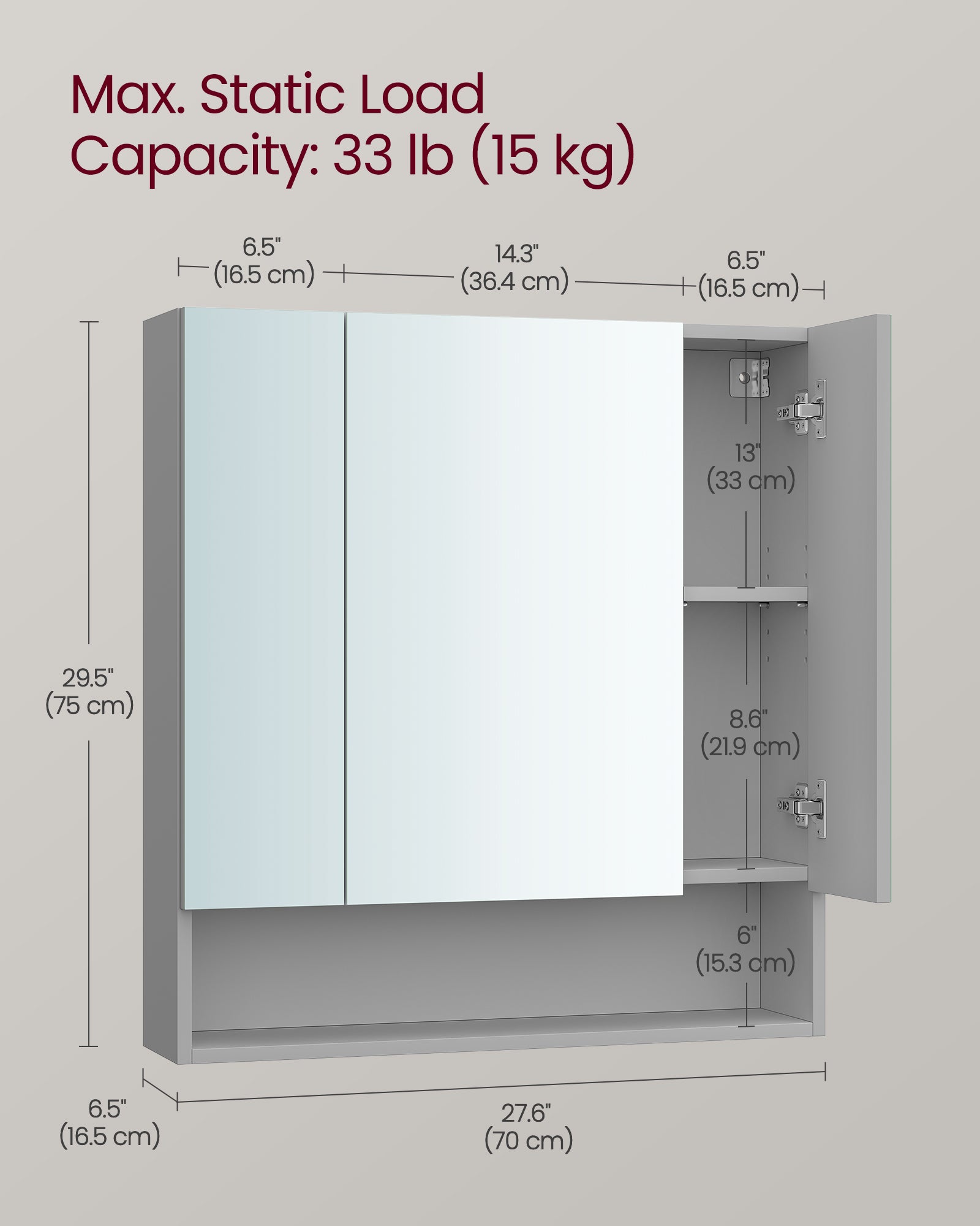 Bathroom furniture - With 3 doors - 16.5 × 70 × 75 cm