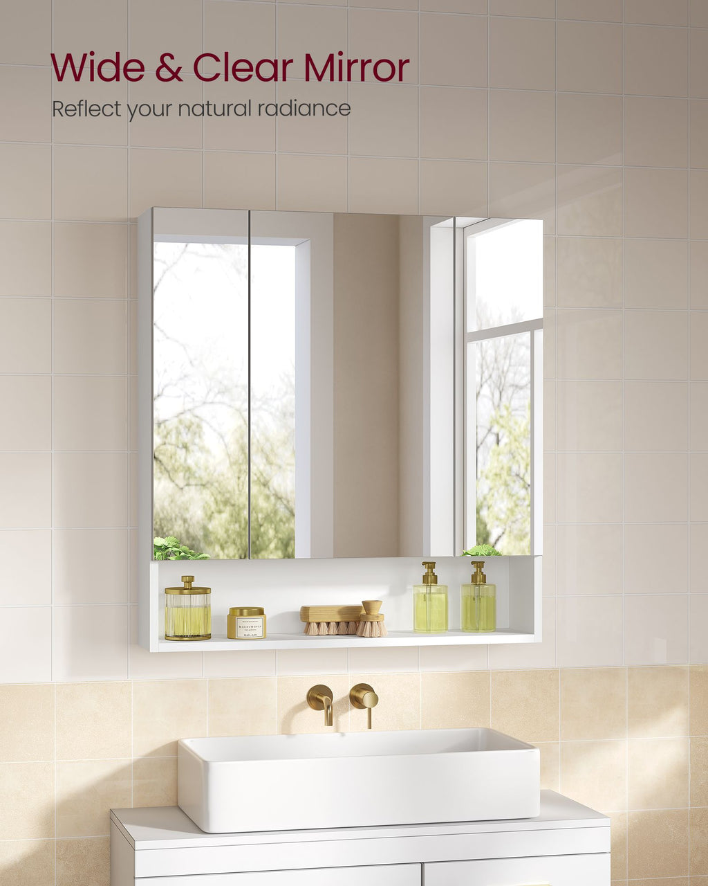 Bathroom cabinet - with 3 doors - 16.5 × 70 × 75 cm - Wolkwit