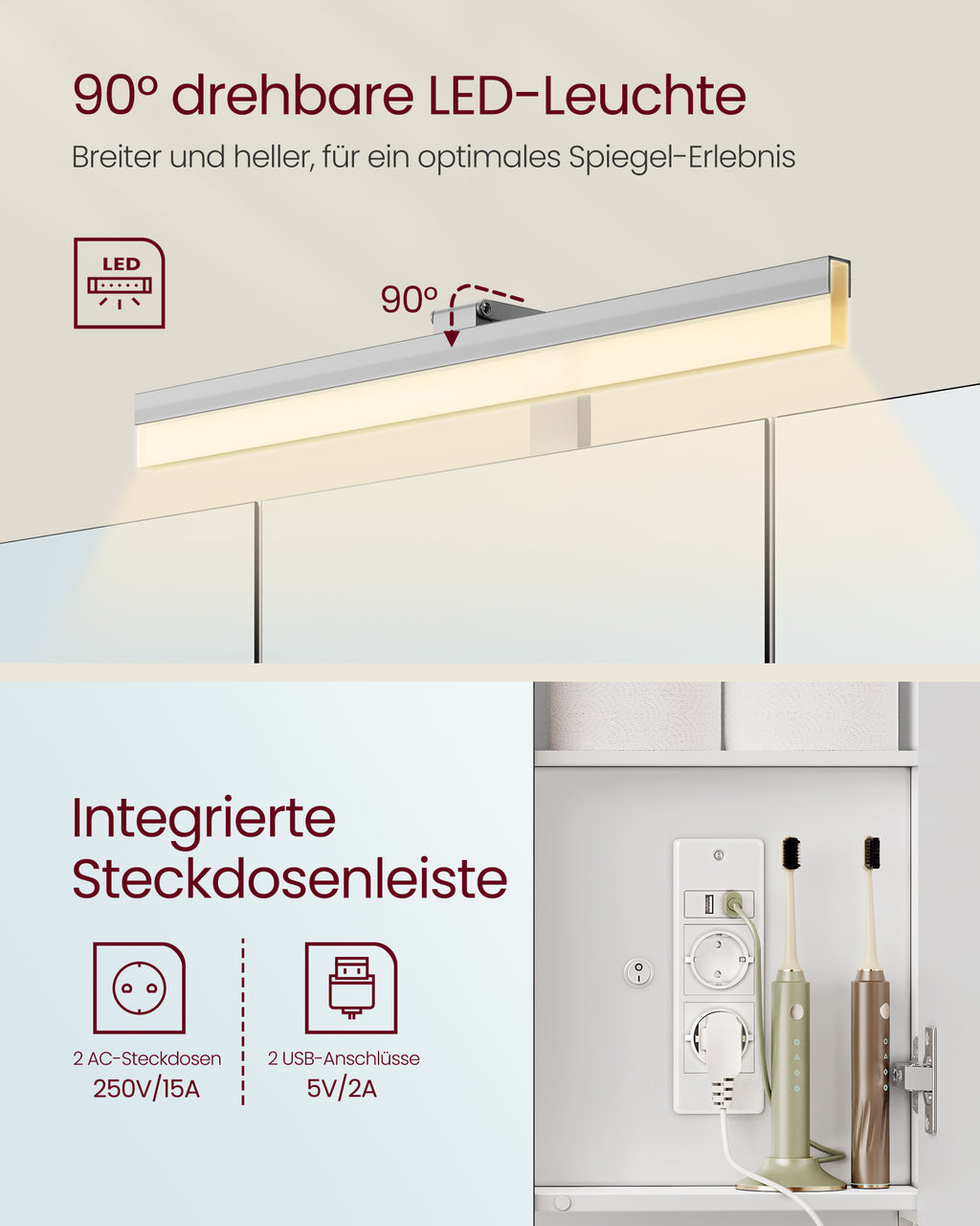 Bathroom furniture with 3 doors - 16.5 x 90 x 75 cm - Cloudy White