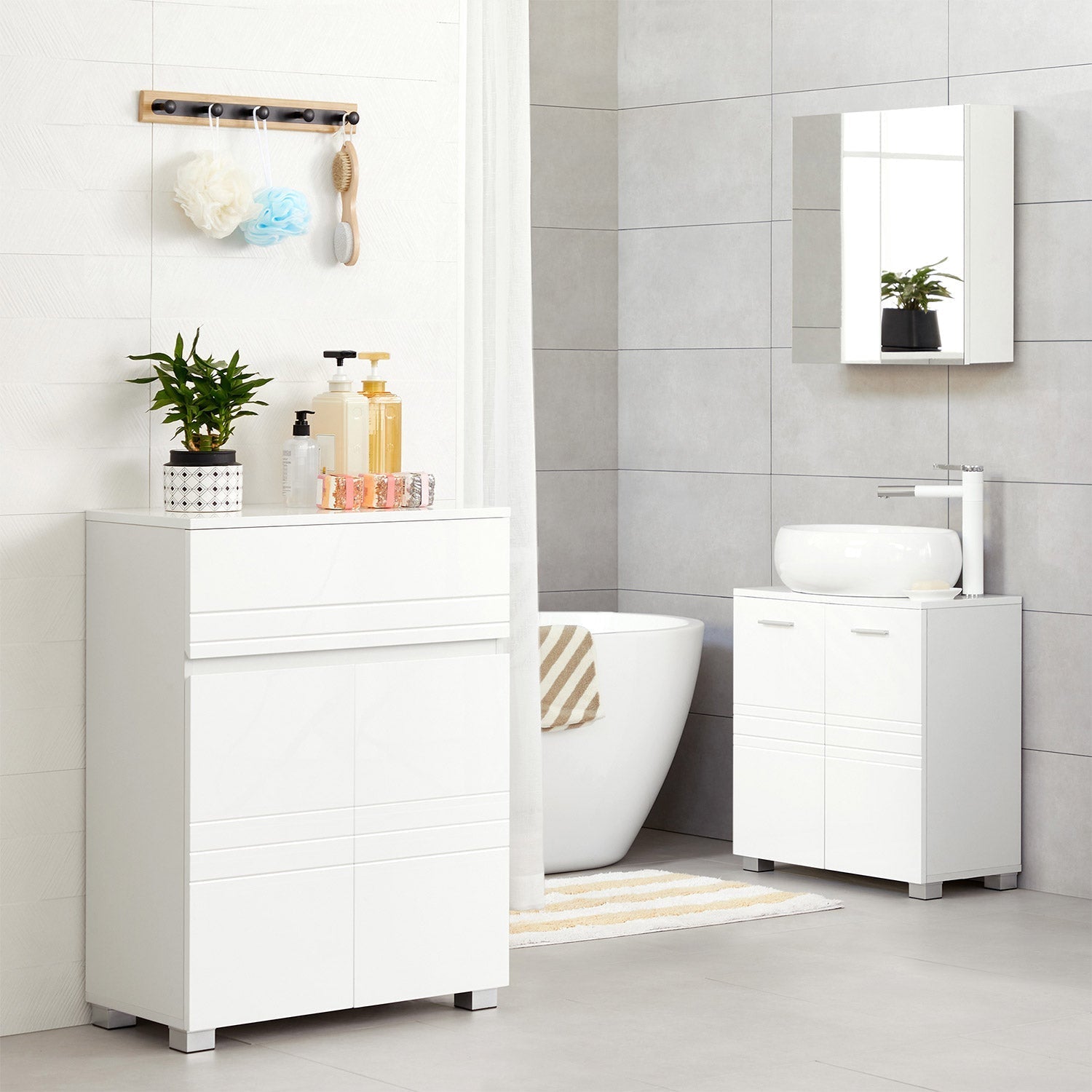Bathroom cabinet - Sideboard with drawer - White