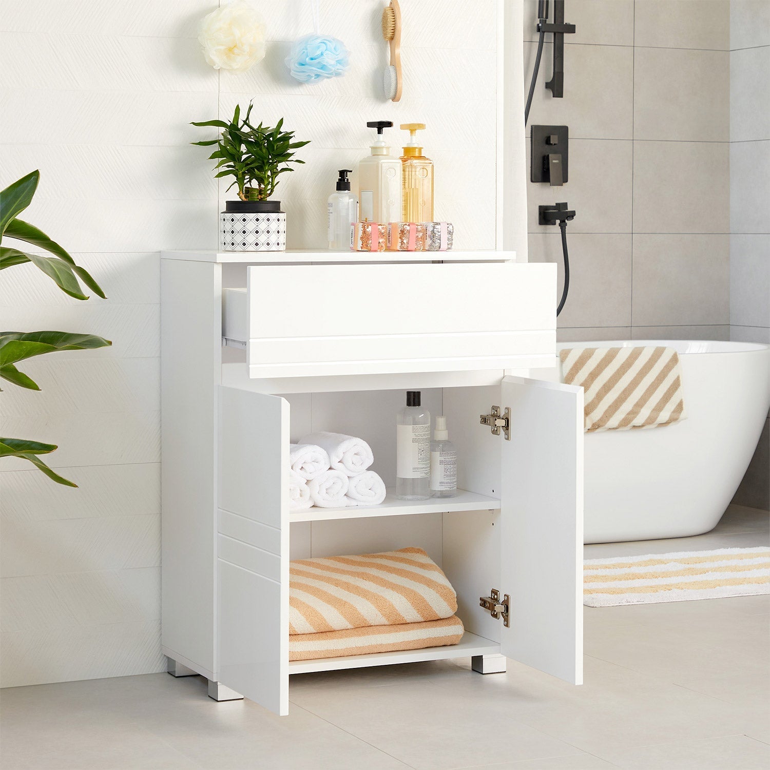 Bathroom cabinet - Sideboard with drawer - White