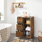 Bathroom furniture - Storage cupboard - 3 drawers - 2 adjustable shelves - Brown