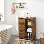 Bathroom furniture - Storage cupboard - 3 drawers - 2 adjustable shelves - Brown