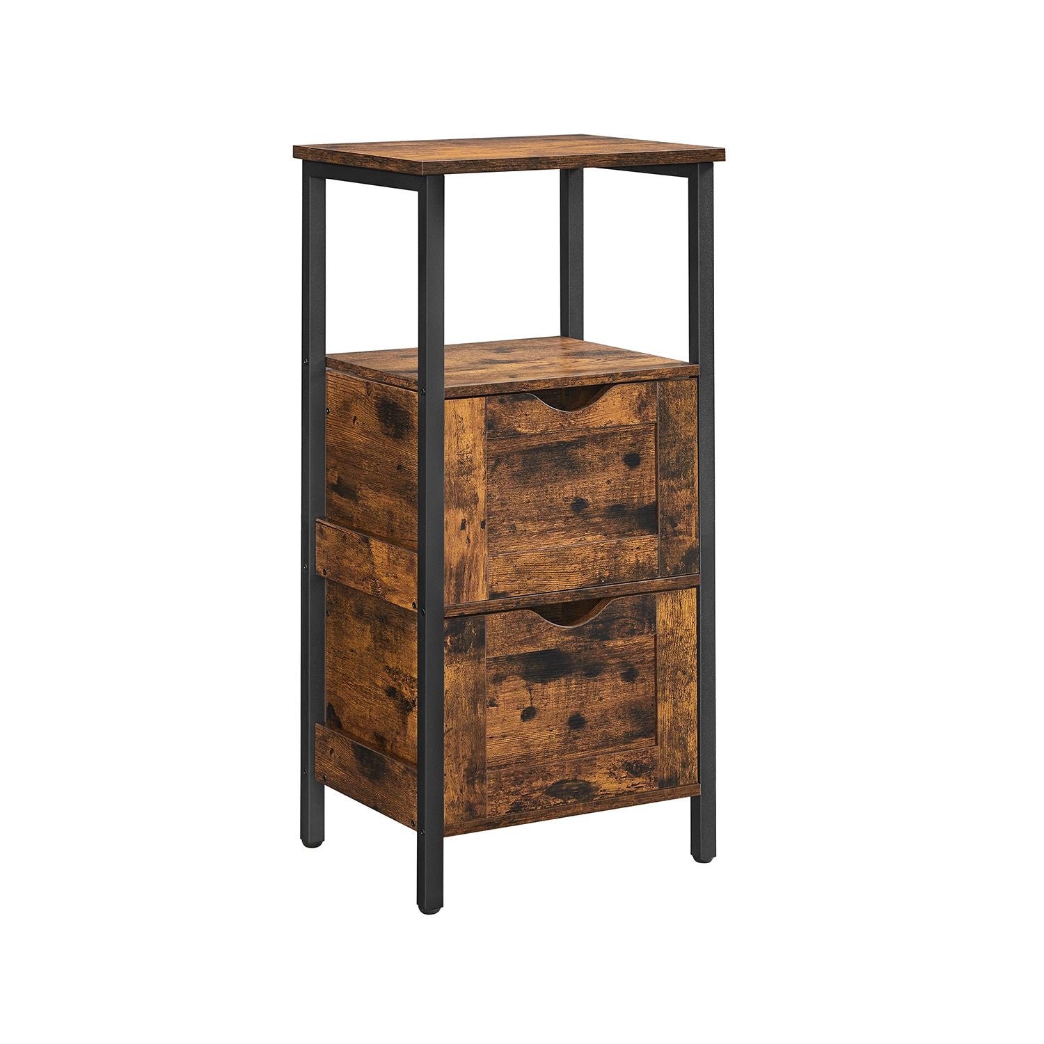 Bathroom cabinet - With 2 drawers - Storage cabinet - Vintage Brown / Black