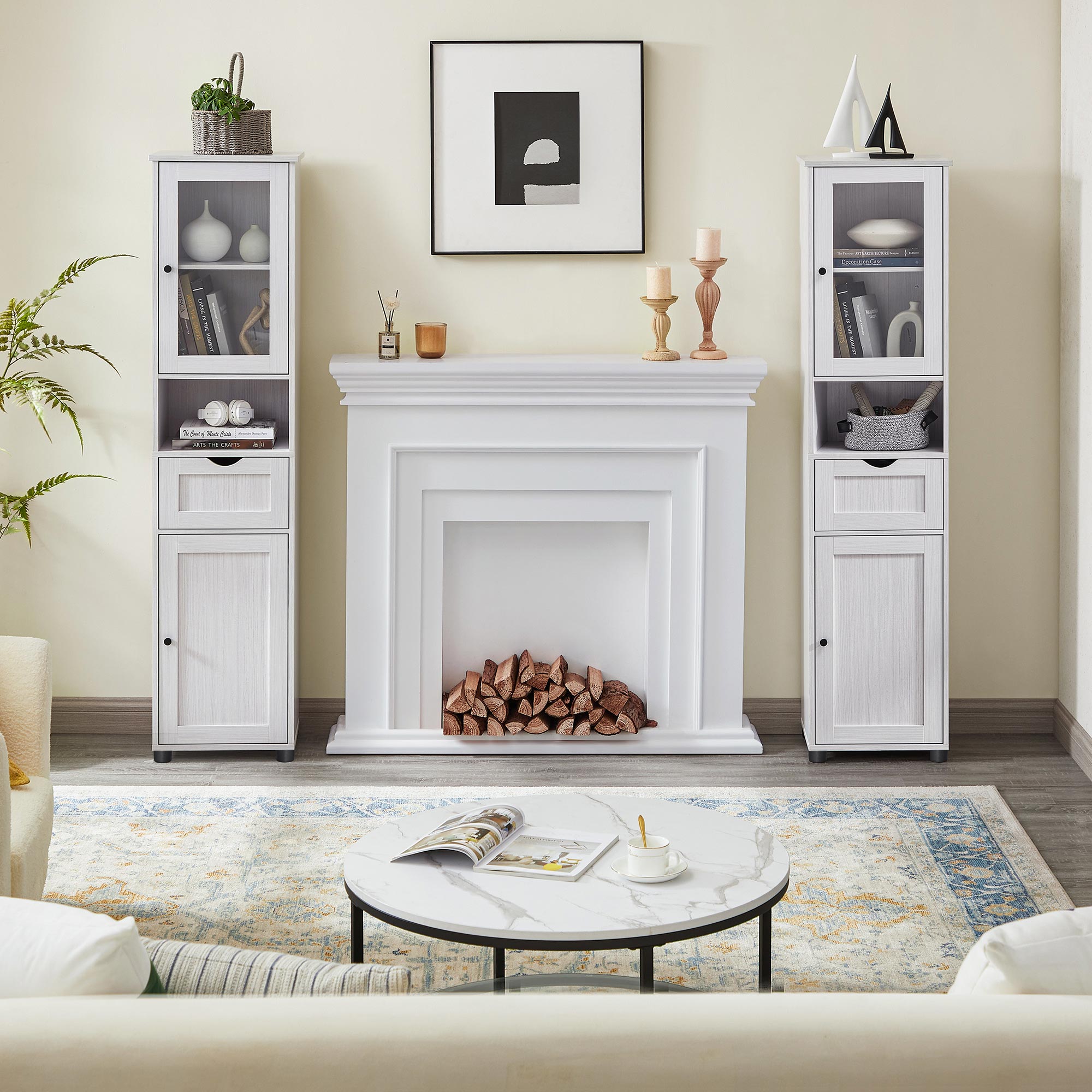 Bathroom cabinet - Storage cupboard - Kitchen cupboard - Living room cabinet - White