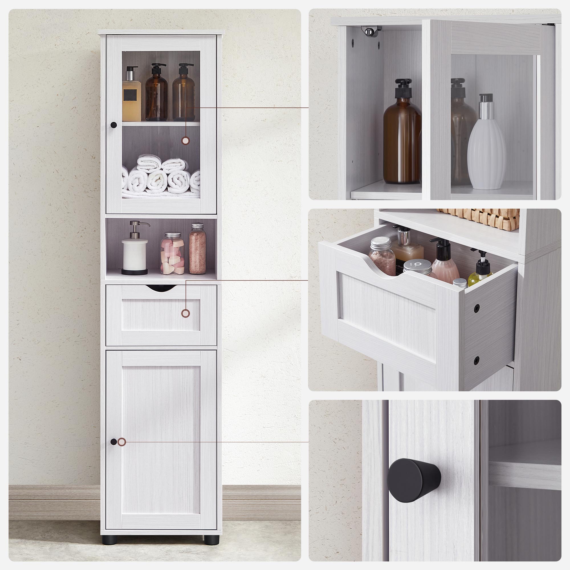Bathroom cabinet - Storage cupboard - Kitchen cupboard - Living room cabinet - White
