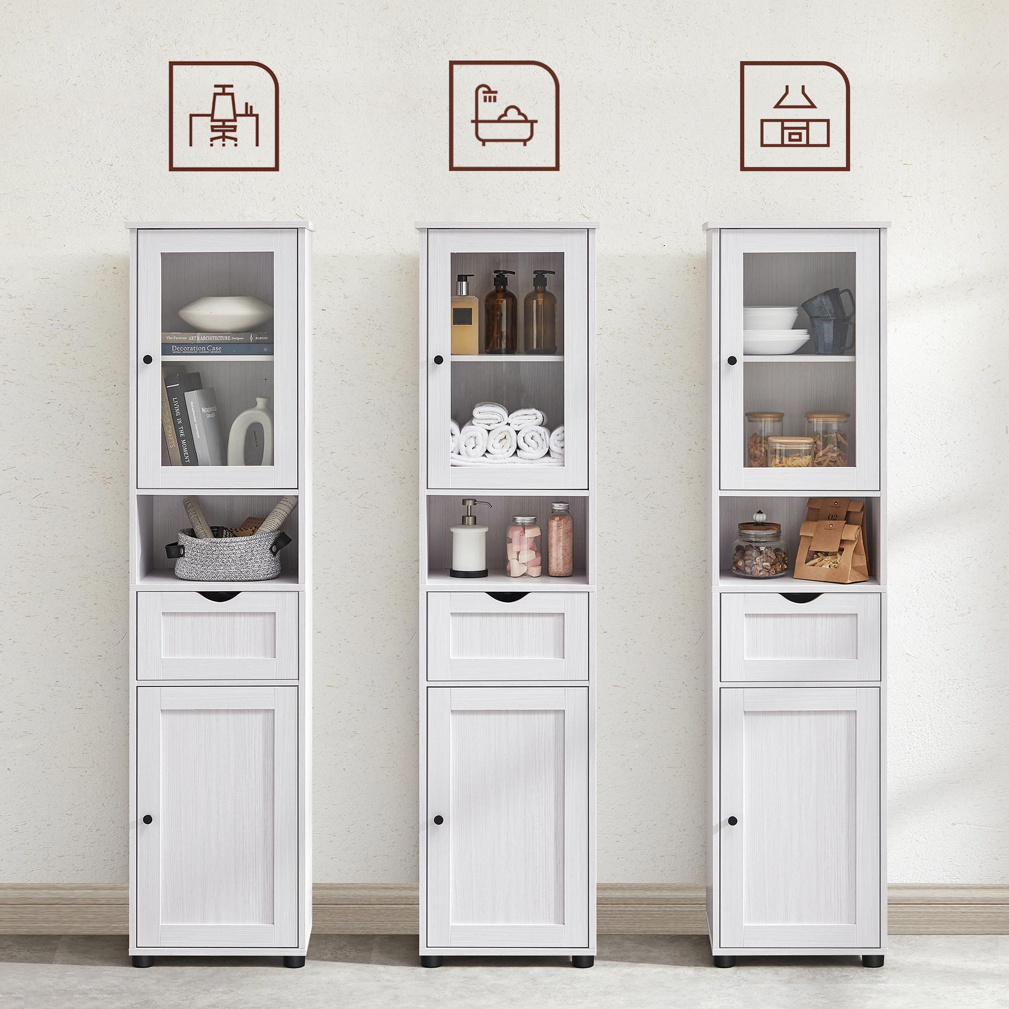 Bathroom cabinet - Storage cupboard - Kitchen cupboard - Living room cabinet - White
