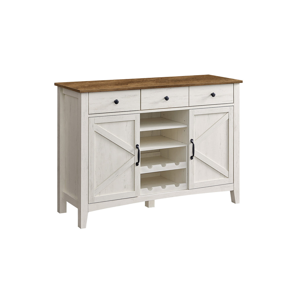 Kitchen cupboard with wine rack vintage white honey brown