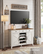 Kitchen cupboard with wine rack vintage white honey brown