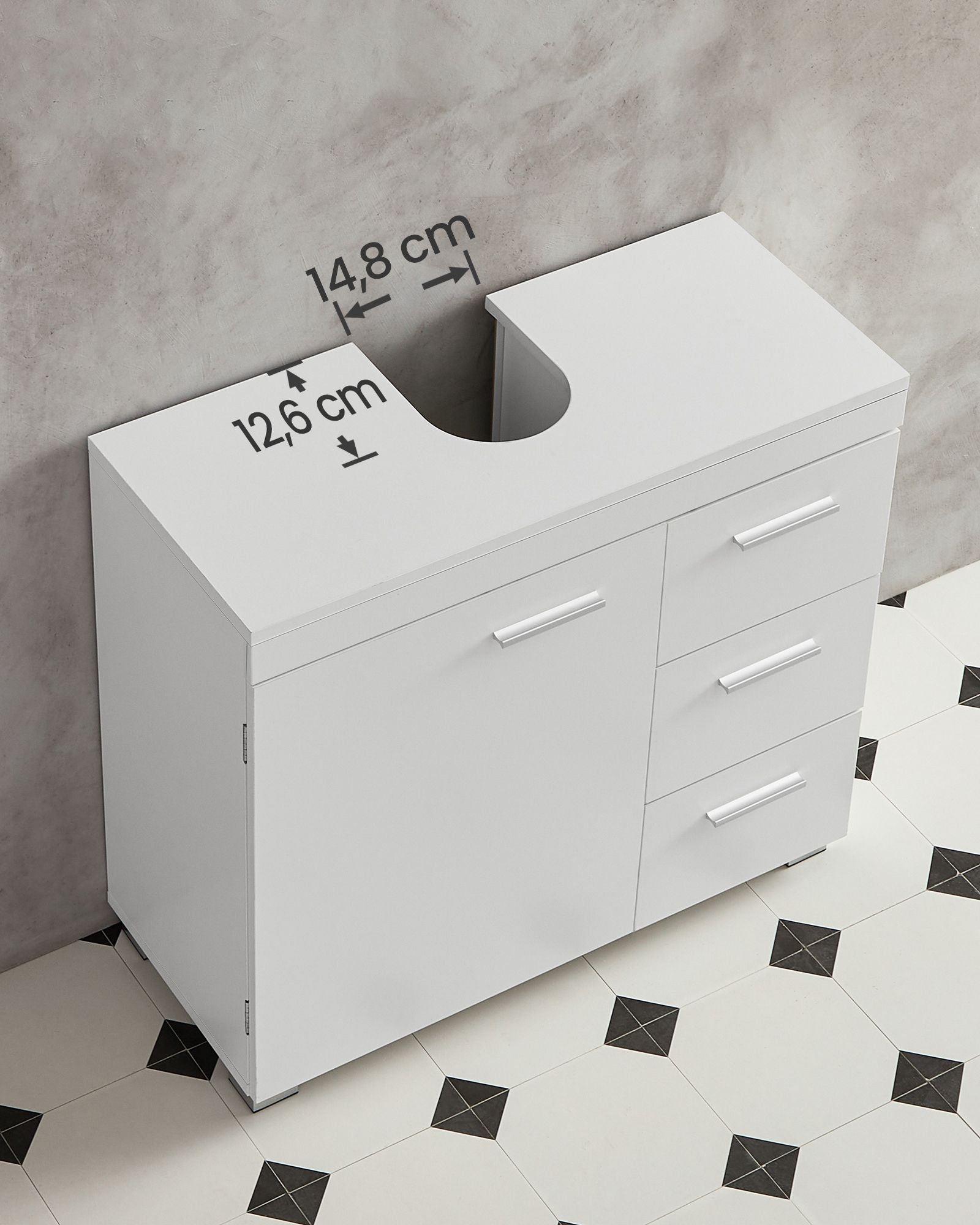 Washbasin furniture - Bathroom furniture - With 3 drawers - White