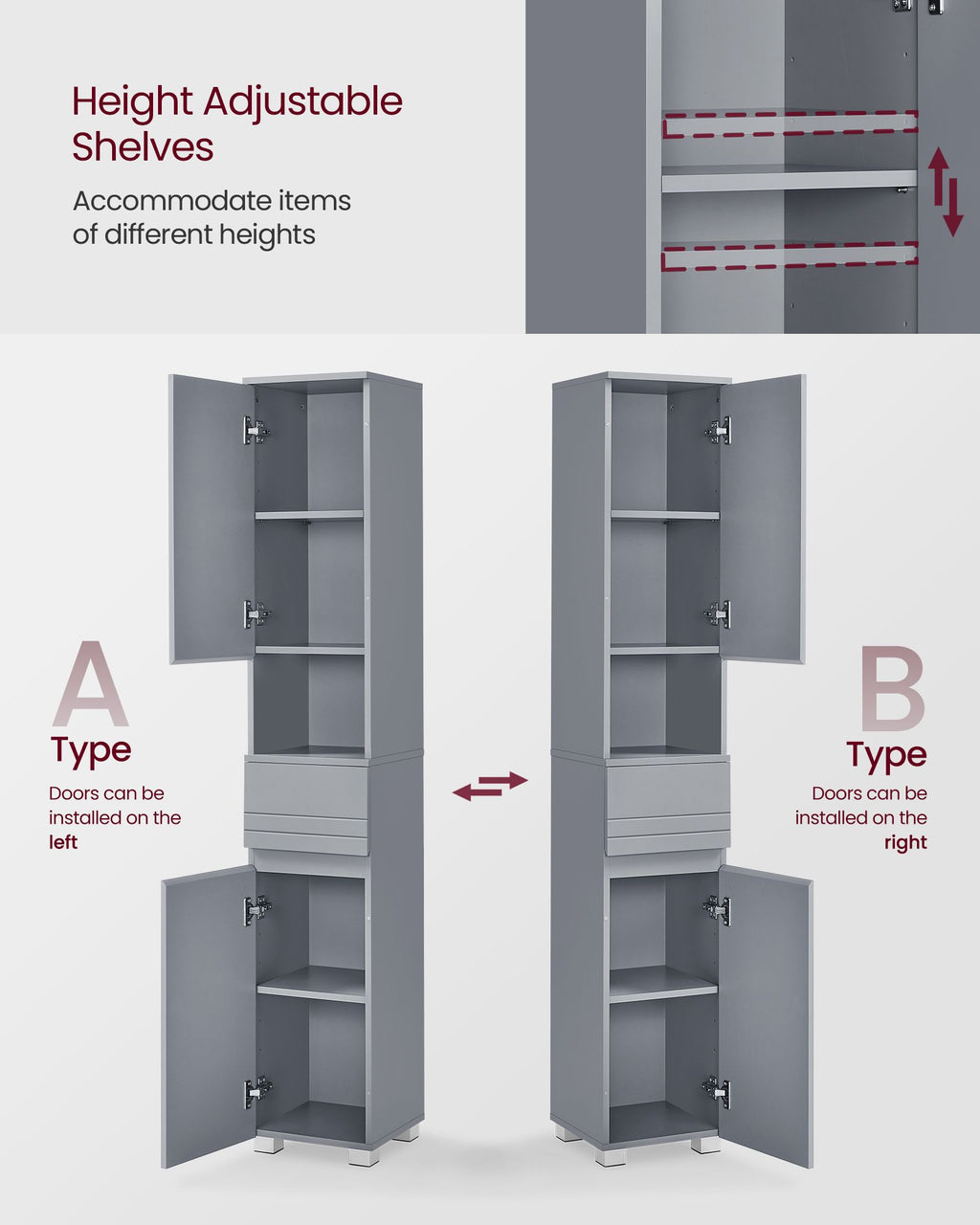 Bathroom cabinet - 30 × 30 × 170 cm - Mystical Gray