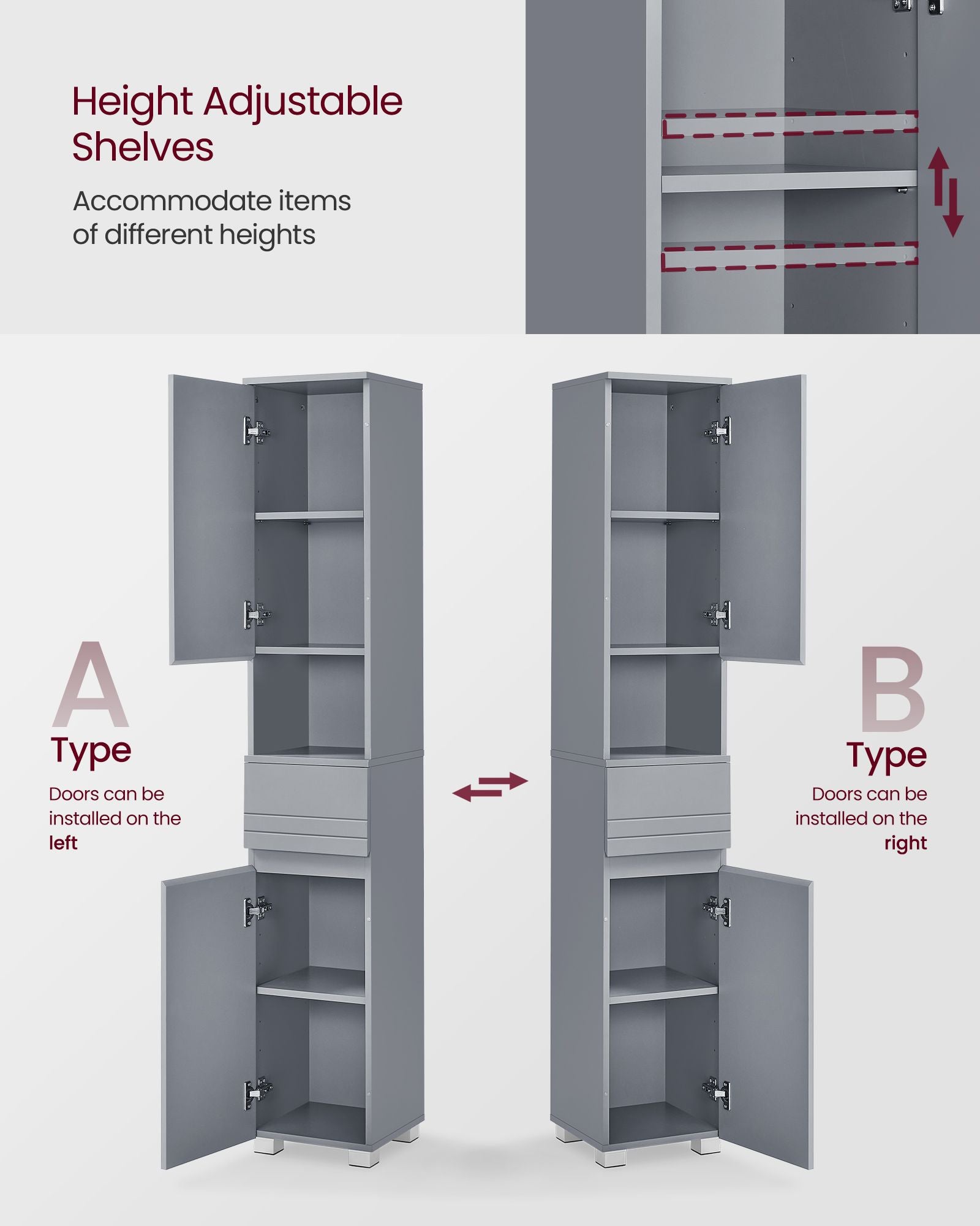 Bathroom cabinet - 30 × 30 × 170 cm - Mystical Gray