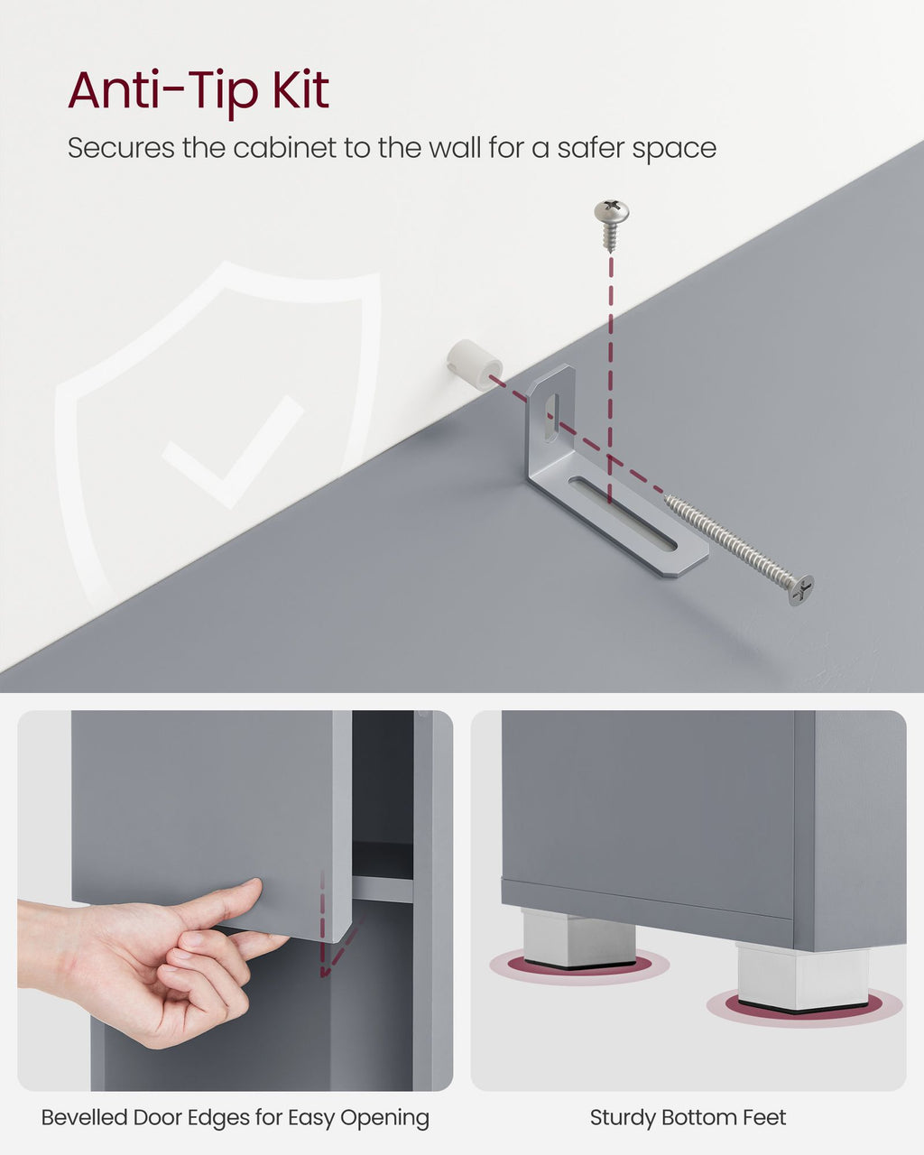 Bathroom cabinet - 30 × 30 × 170 cm - Mystical Gray